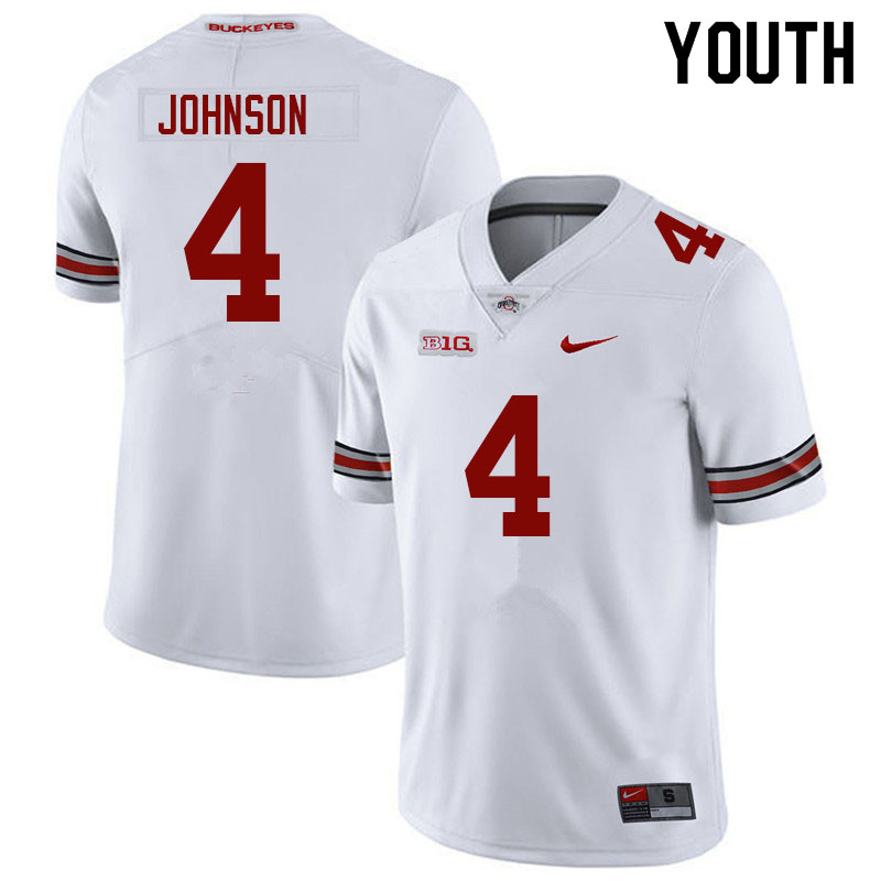 Ohio State Buckeyes JK Johnson Youth #4 White Authentic Stitched College Football Jersey